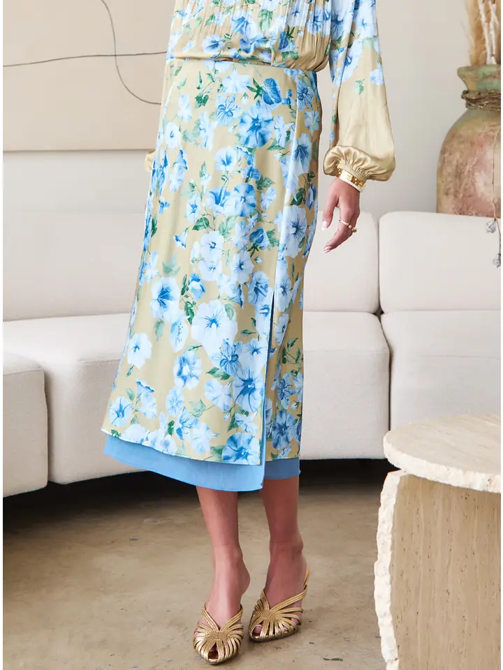 FLORAL CHIFFON MIDI SKIRT