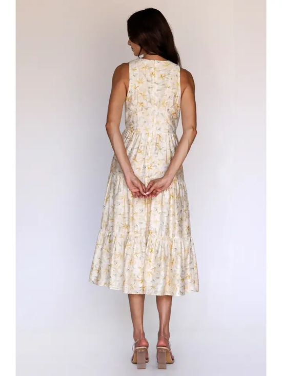 FLORAL SLEEVELESS MIDI DRESS