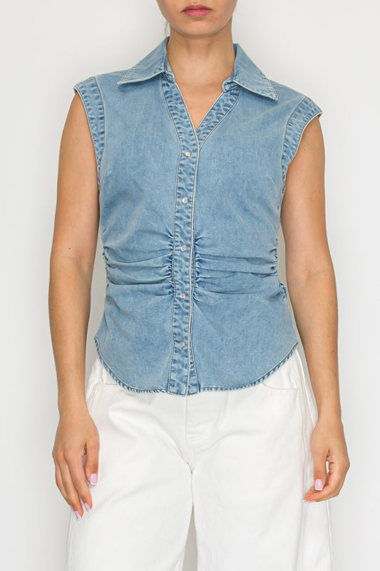 RUCHED DETAIL SLEEVELESS TOP